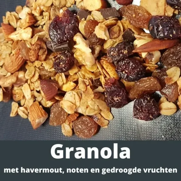 Granola met havermout noten en gedroogde vruchten