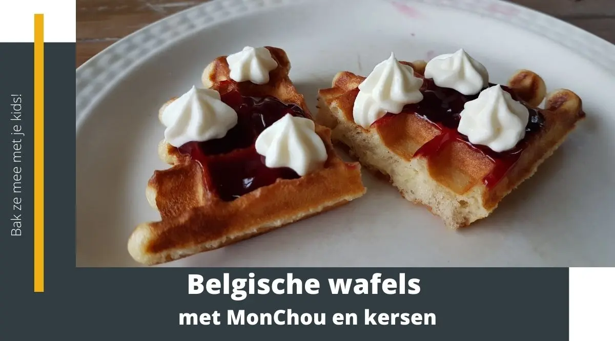 Belgische wafels met monchou en kersen
